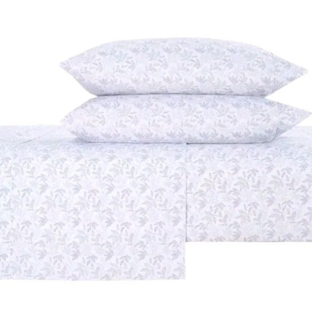 South Point Home Fashions Microfiber 6 Piece Sheet Set KING *Grey Leaf,  New